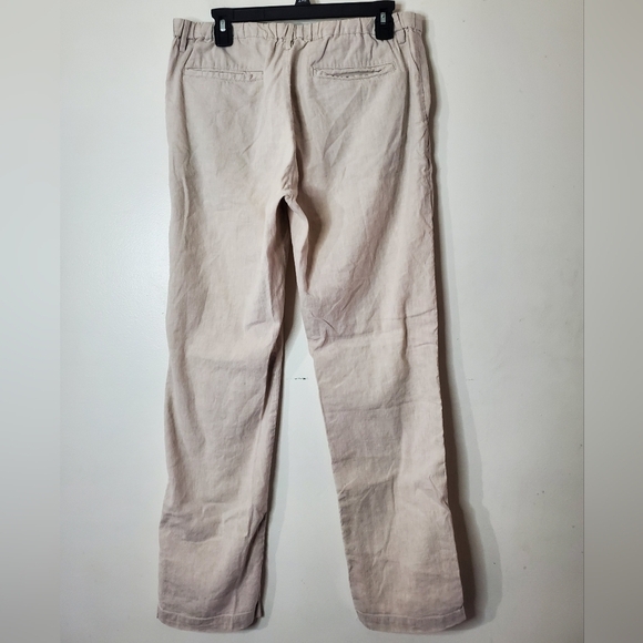Womens Uniqlo Linen Cotton Spandex Tapered Trousers Size Large Elastic Waist - Picture 5 of 10